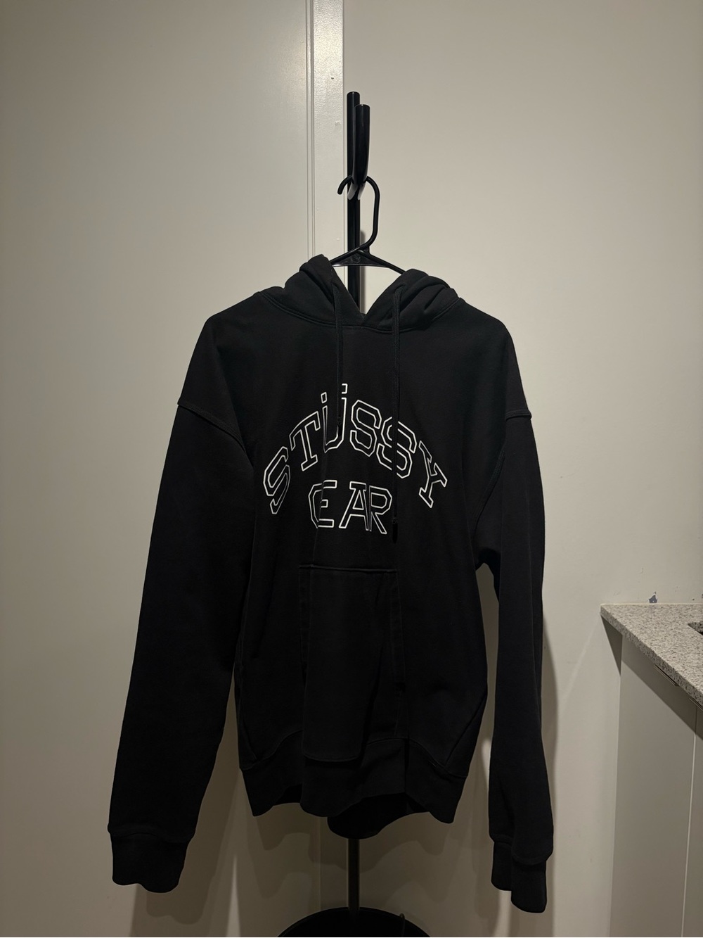Stussy Black Logo Crewneck Hoodie - Picture 1 of 8